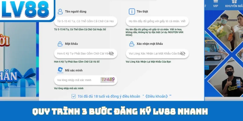 Quy trình 3 bước đăng ký LV88 nhanh